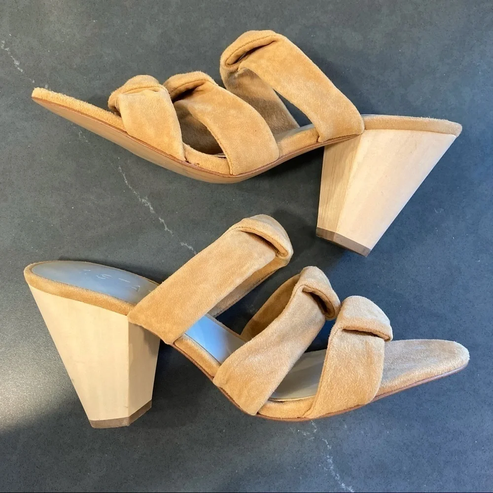NWT 1 State Sz 8 Aisha kid suede wood clog sandal